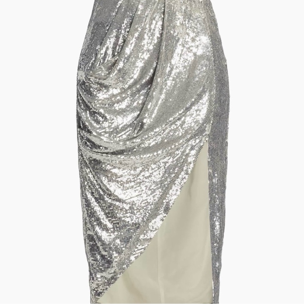 NWT TWP Elegant Silver Asymmetrical Sequin Skirt
